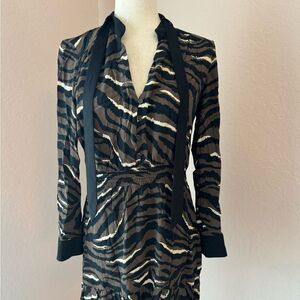 Zara Zebra Print Long Sleeve Dress